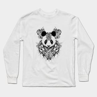 Panda Bear Wild Animal Nature Illustration Art Tattoo Long Sleeve T-Shirt